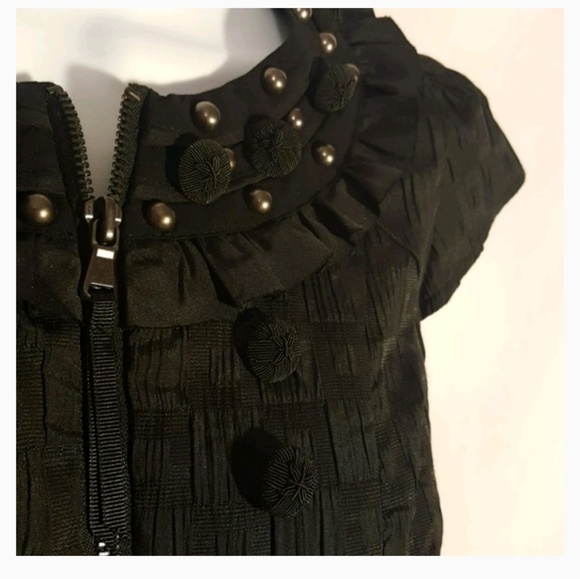 Twelve By Twelve Black Cap Sleeve Peplum Blouse With Studded Neckline - Picture 4 of 9